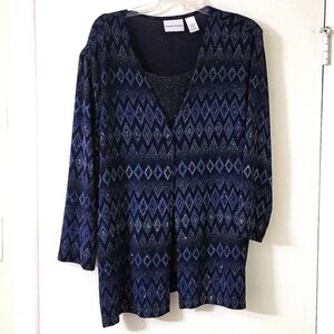 Gently Used Alfred Dunner Glitter Blue Two Layer Look Sweater